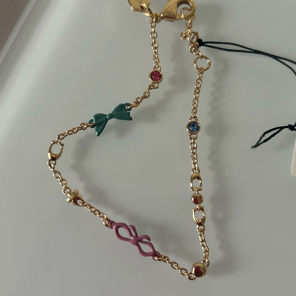 Coach Gold Multicolor Bow Charm Bracelet - Picture 4 of 4